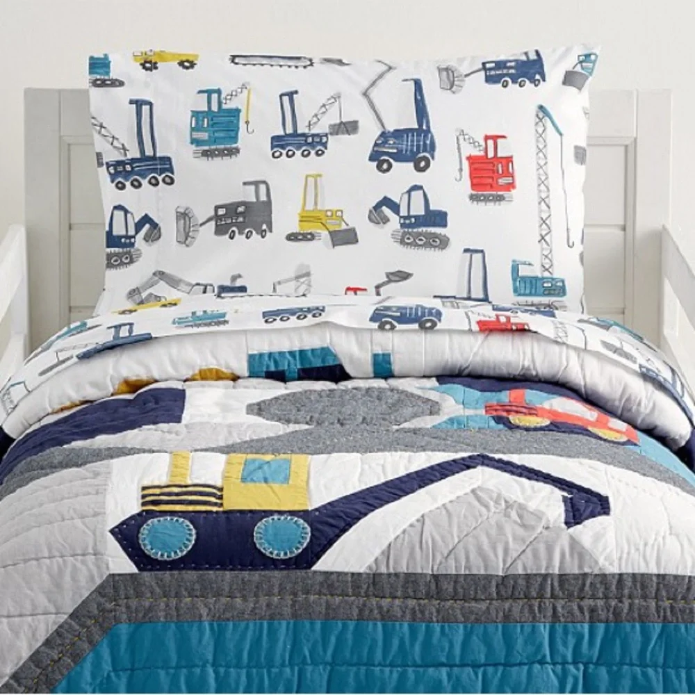 Pottery barn busy trucks organic sheet set